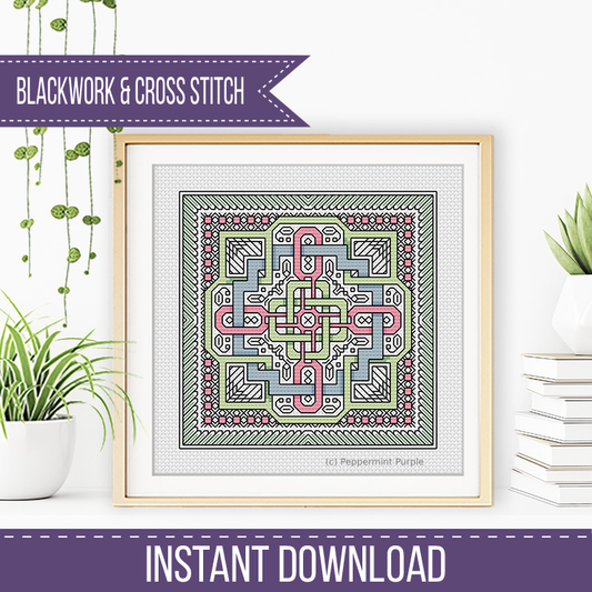 Mini Hints of Celtic Knots Blackwork Pattern by Peppermint Purple