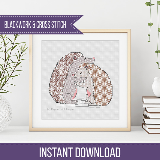 Hedge-Hugs Blackwork Pattern by Peppermint Purple