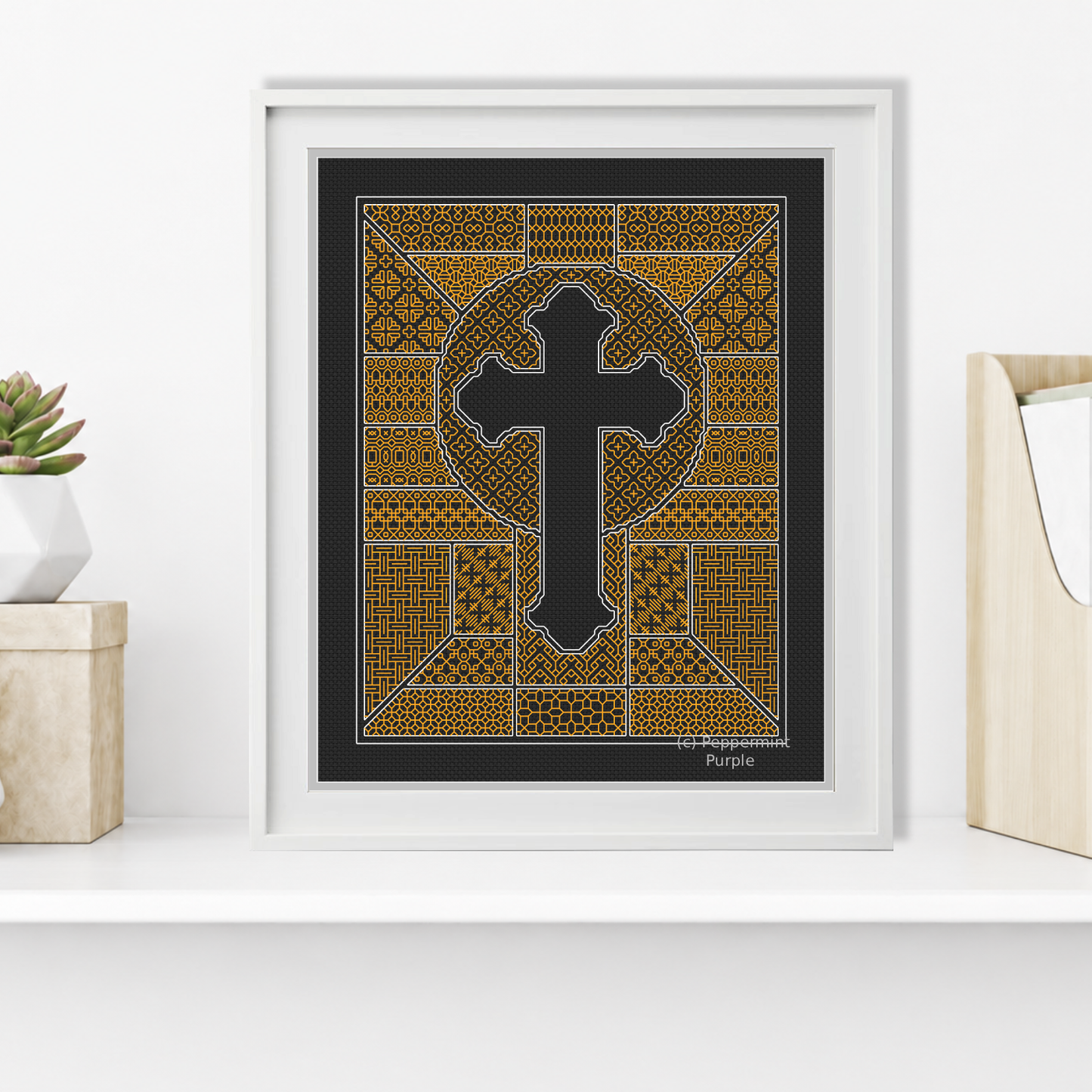 Blackwork Cross Blackwork Pattern by Peppermint Purple