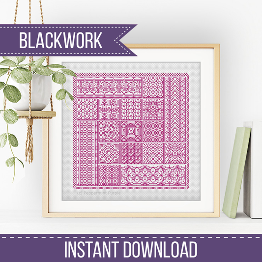 Relax in Plum Blackwork Blackwork Pattern by Peppermint Purple