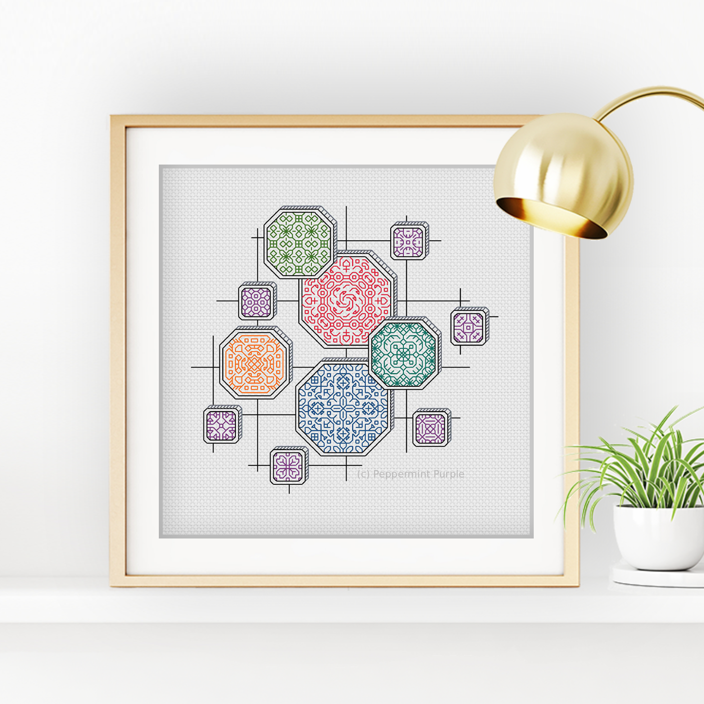 Abstract Octagons Blackwork Blackwork Pattern by Peppermint Purple