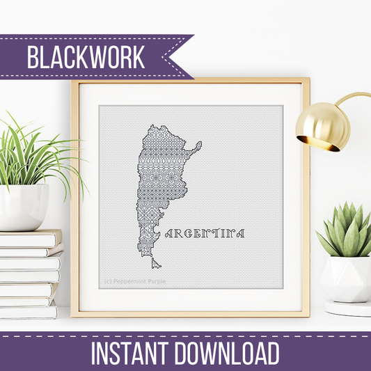 Argentina Blackwork Pattern Blackwork Pattern by Peppermint Purple