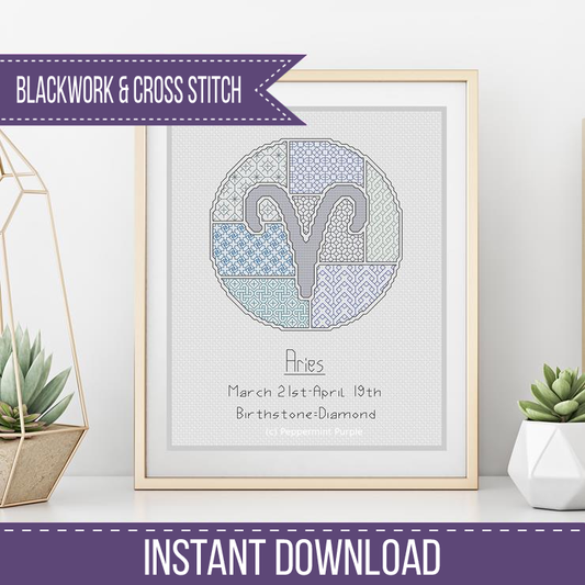 Aries Blackwork Blackwork Pattern by Peppermint Purple