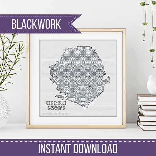 Sierra Leone Blackwork Blackwork Pattern by Peppermint Purple