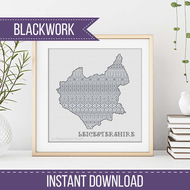 Leicestershire Blackwork Pattern Blackwork Pattern by Peppermint Purple