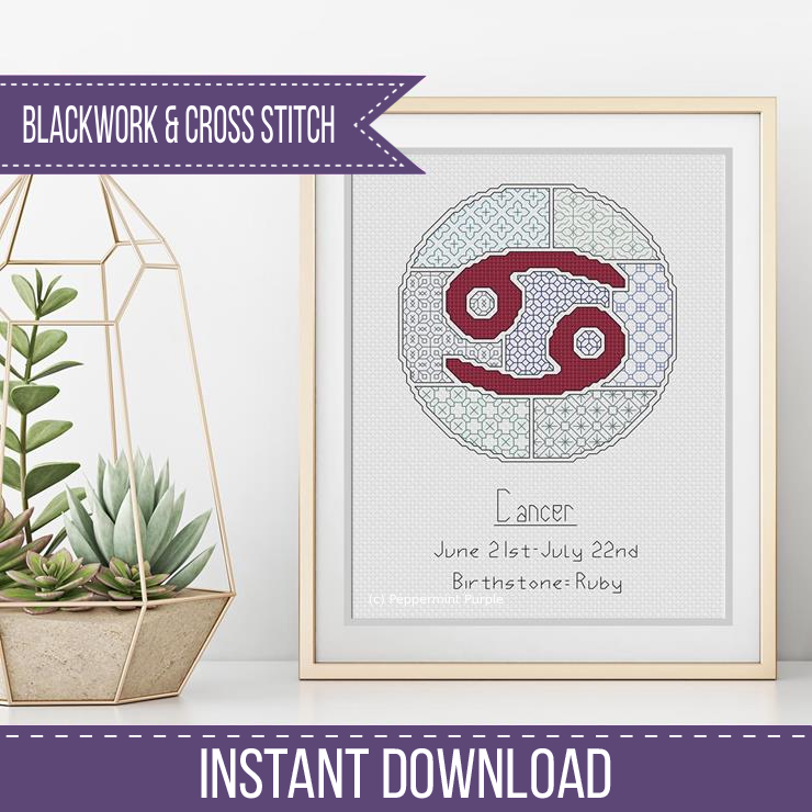 Cancer Blackwork Blackwork Pattern by Peppermint Purple