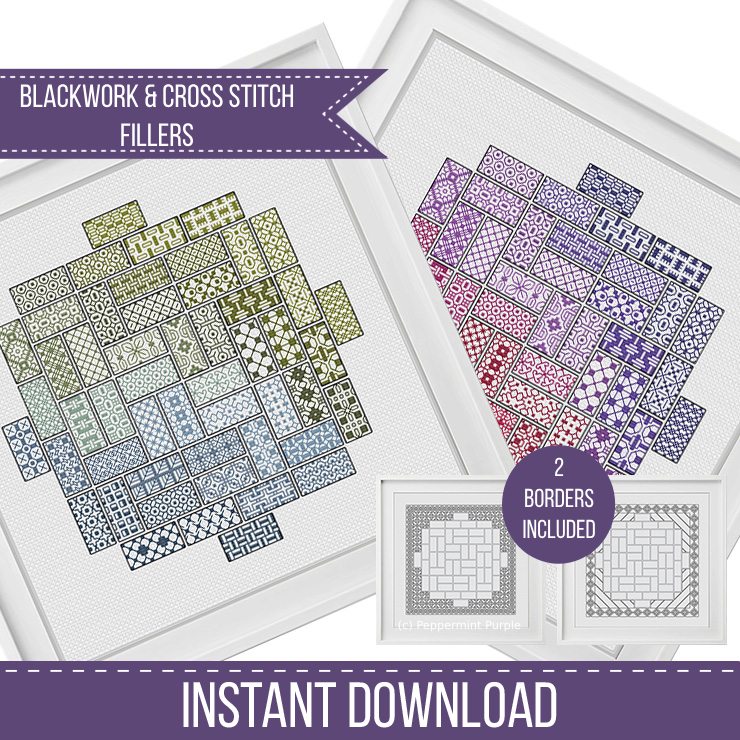 2022 Blackwork SAL - Layout 1 Blackwork Pattern by Peppermint Purple