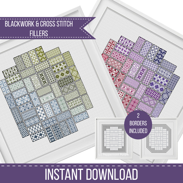2022 Blackwork SAL - Layout 8 Blackwork Pattern by Peppermint Purple