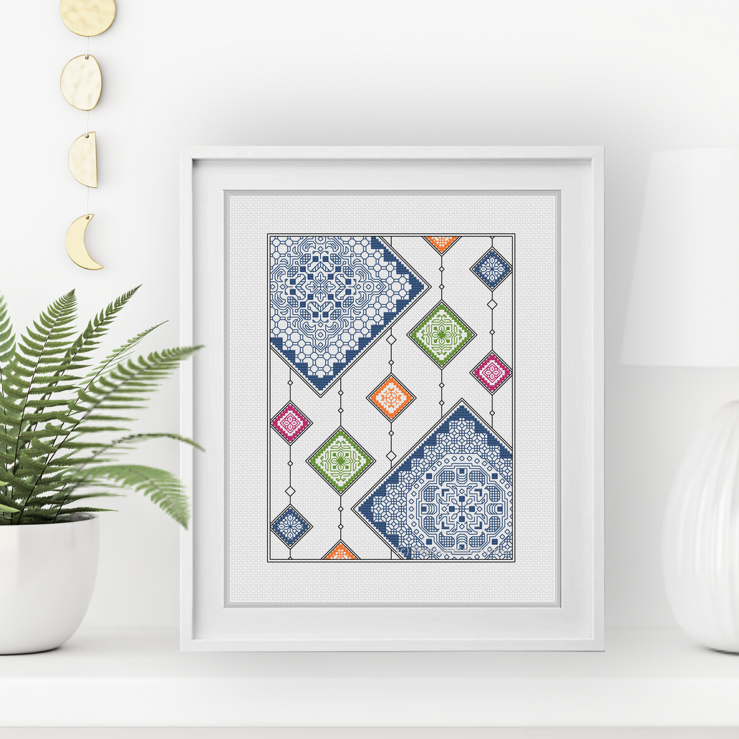 Diamond Strings Blackwork Pattern by Peppermint Purple