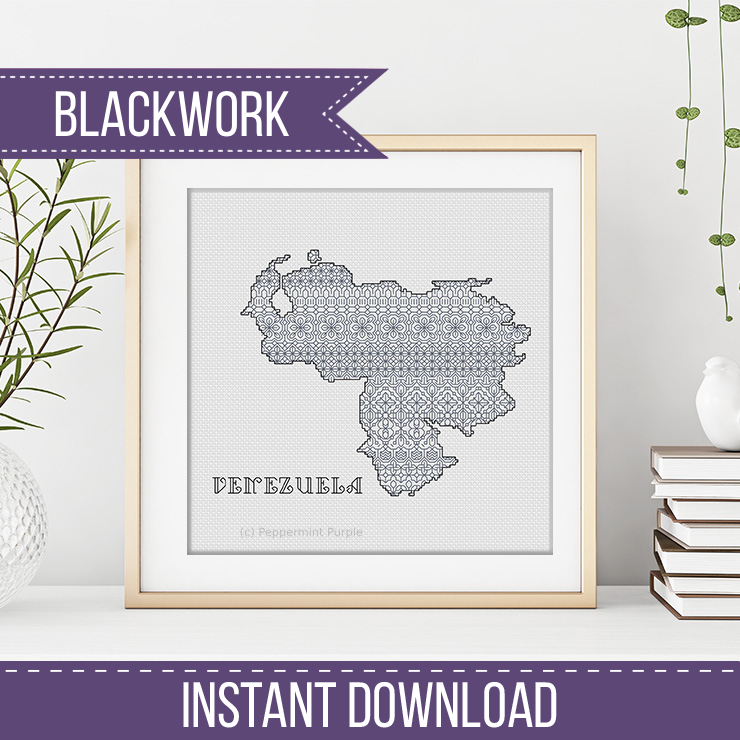 Venezuela Blackwork Pattern Blackwork Pattern by Peppermint Purple