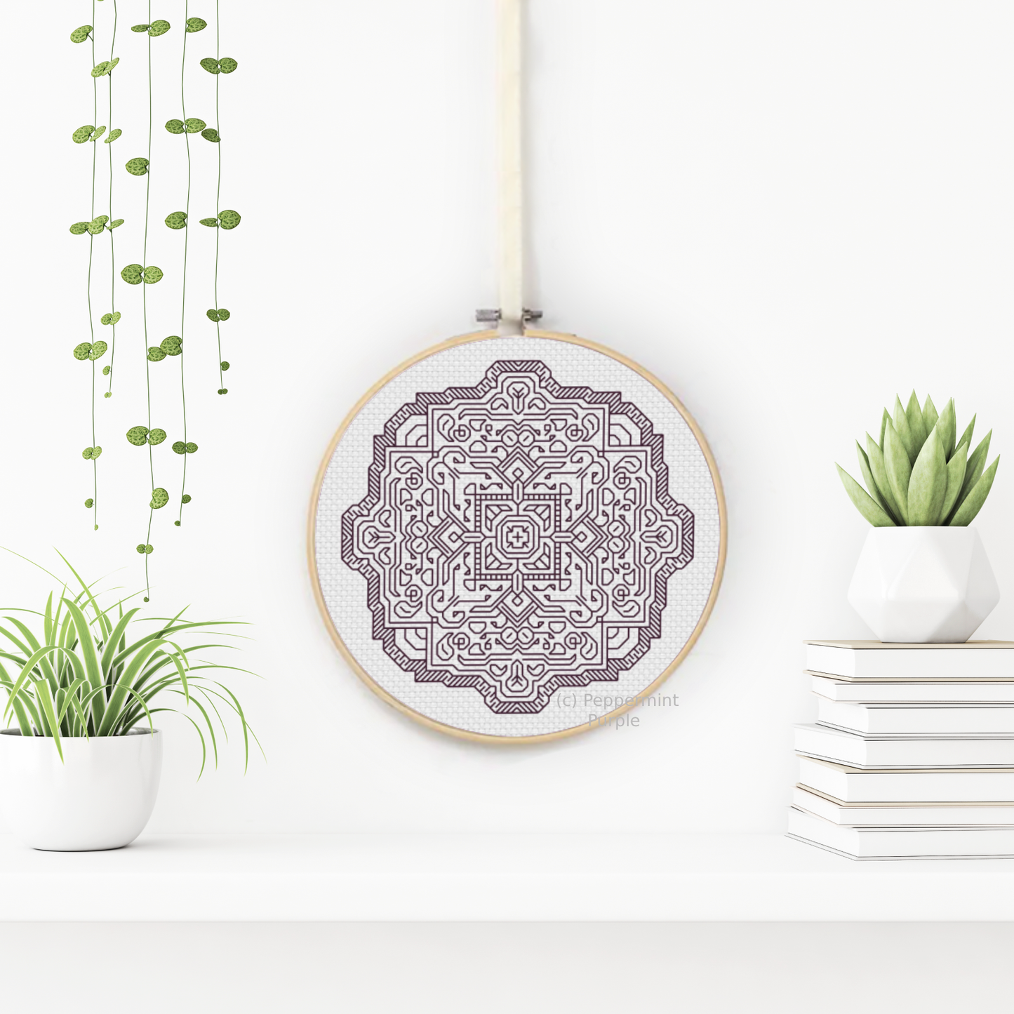 Mandala in Grape Blackwork Pattern by Peppermint Purple
