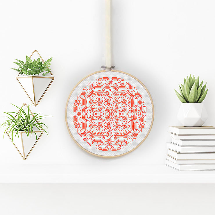 Mandala in Burnt Orange Blackwork Pattern by Peppermint Purple