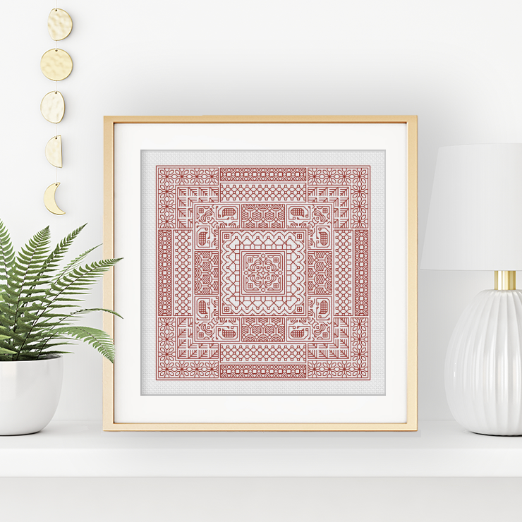 Relax in Red Copper Blackwork Pattern by Peppermint Purple