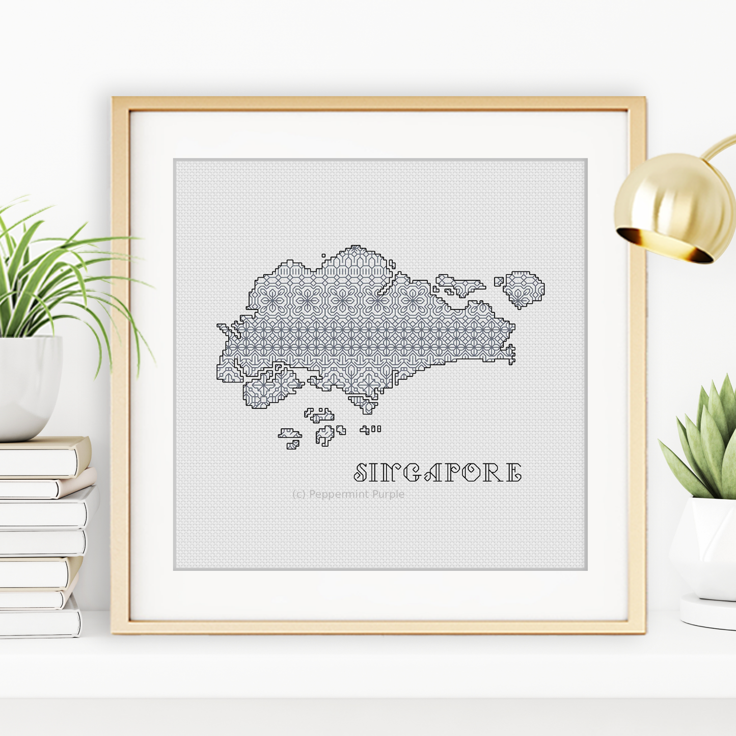 Singapore Blackwork Blackwork Pattern by Peppermint Purple