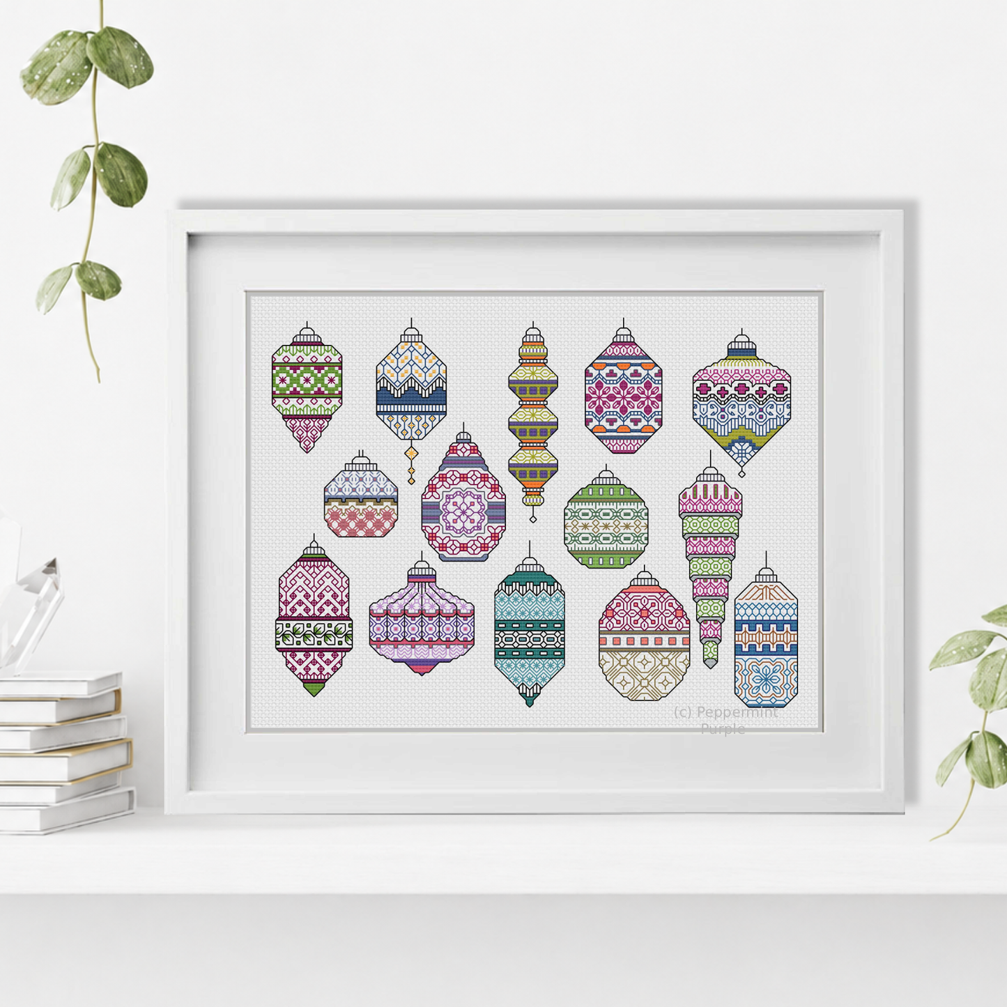 Baubles Galore - 2023 Blackwork Pattern by Peppermint Purple