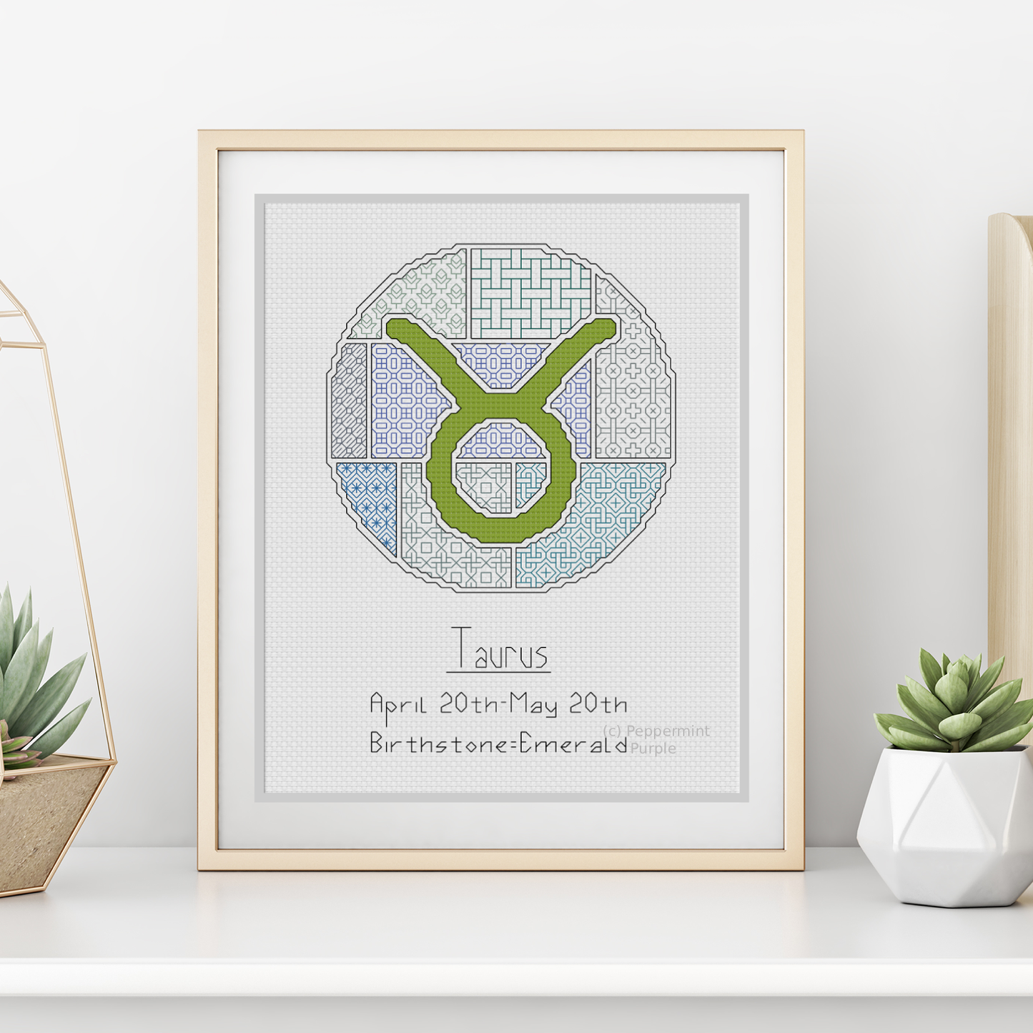 Taurus Blackwork Blackwork Pattern by Peppermint Purple