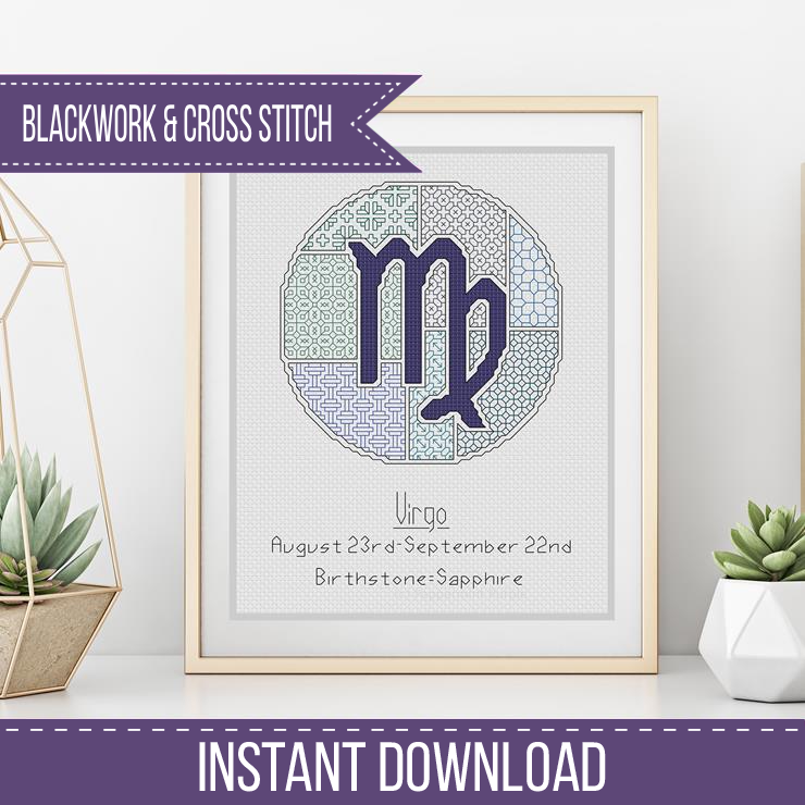 Virgo Blackwork Blackwork Pattern by Peppermint Purple