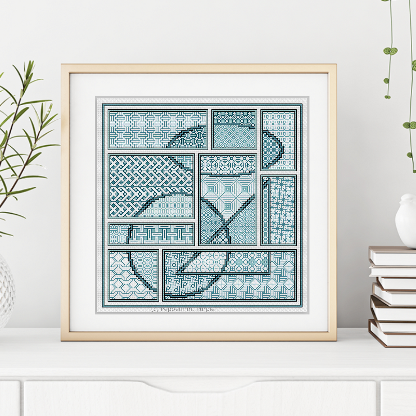 The Turquoise Edit Blackwork Pattern by Peppermint Purple