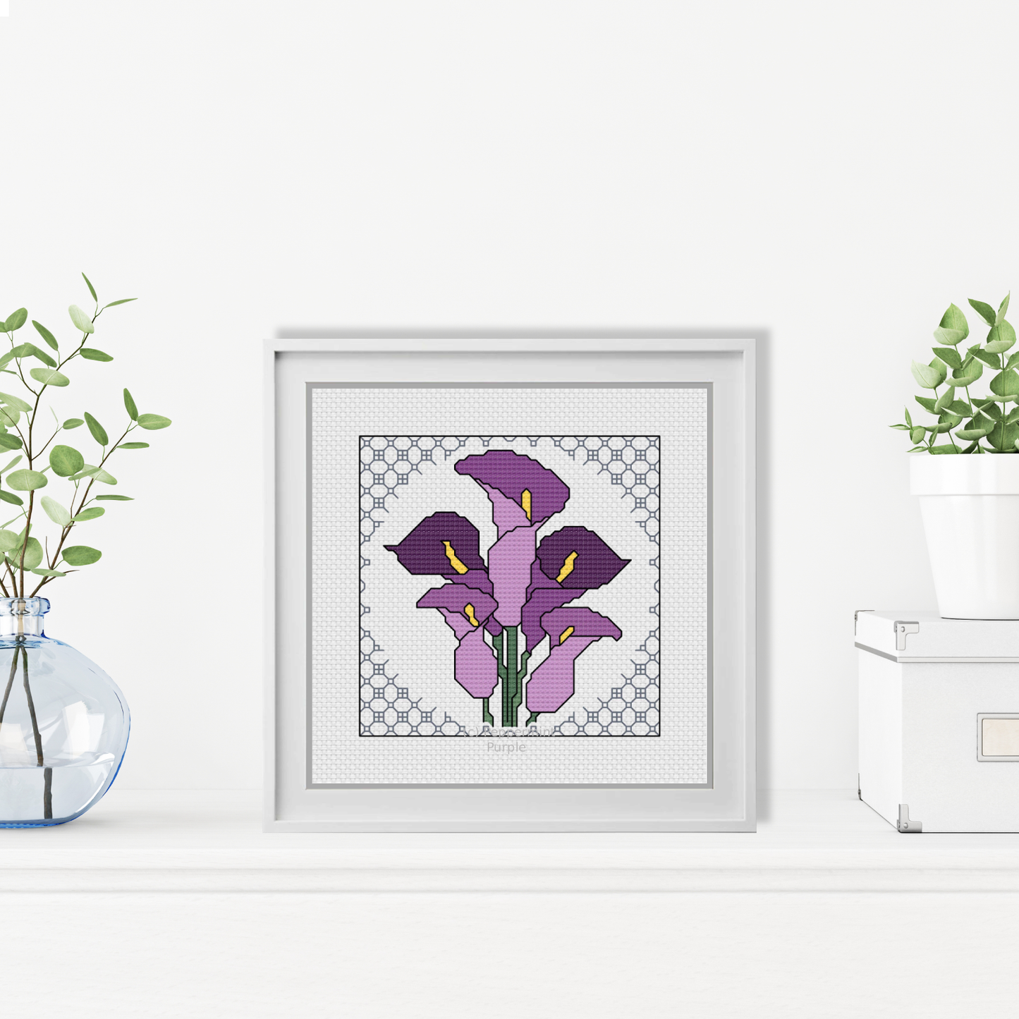 Centre Stage - Calla Lily Blackwork Pattern by Peppermint Purple