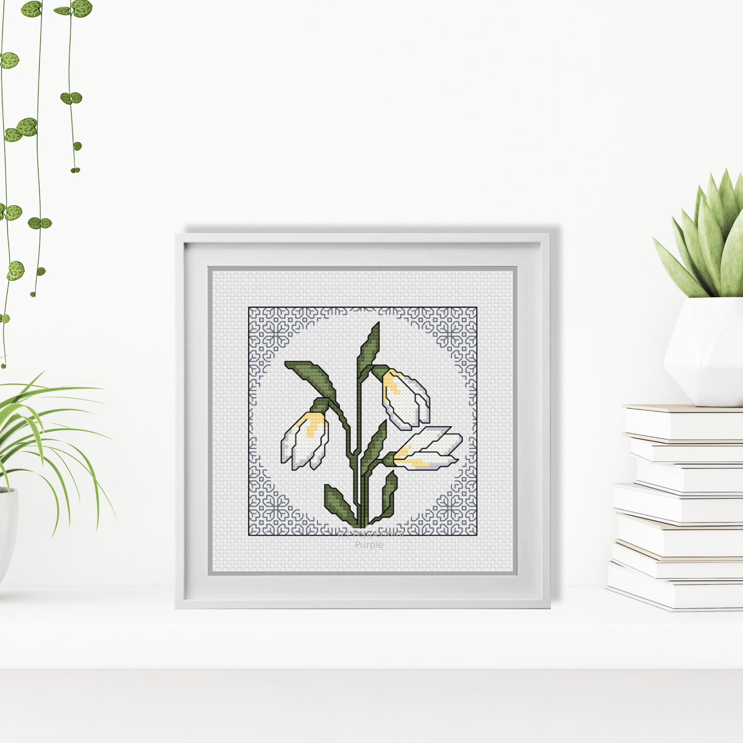 Centre Stage - Snowdrops Blackwork Pattern by Peppermint Purple