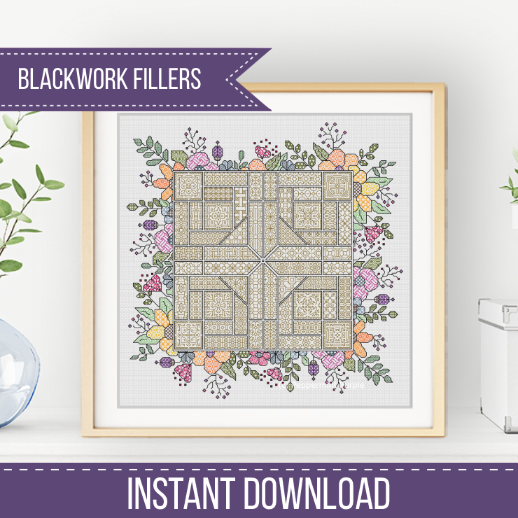2024 SAL - Floral Blackwork Pattern by Peppermint Purple