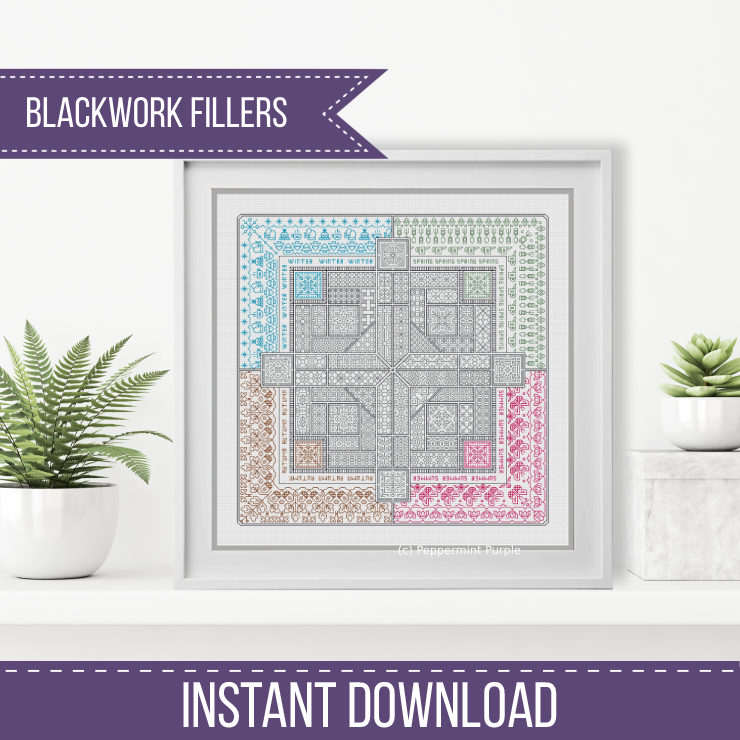 2024 SAL - 4 Seasons Blackwork Pattern by Peppermint Purple