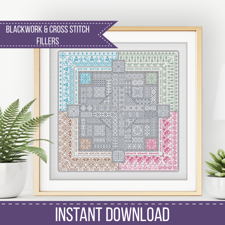 2024 SAL - 4 Seasons Blackwork Pattern by Peppermint Purple