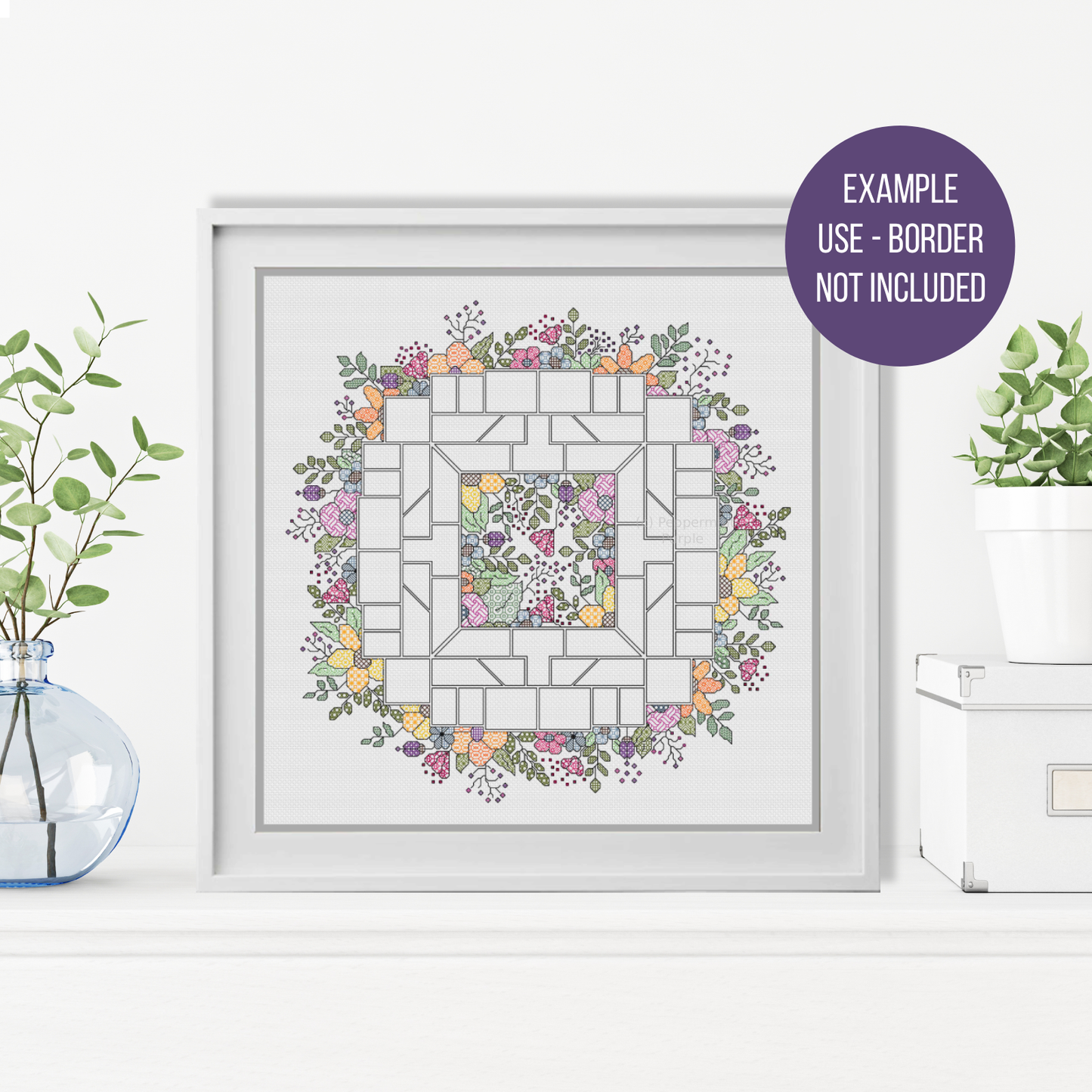 Centre Stage - Floral Blackwork Pattern by Peppermint Purple
