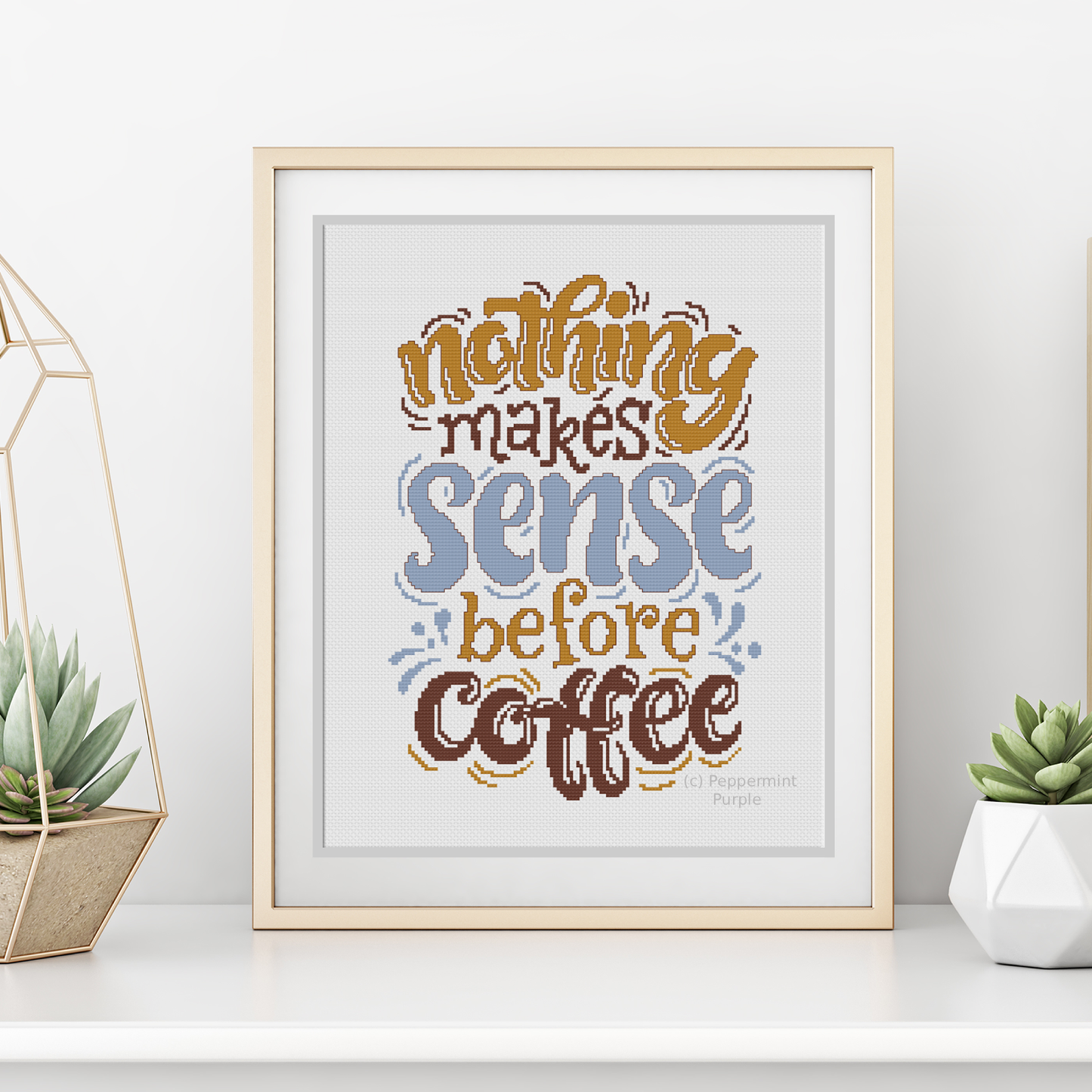 Before Coffee Cross Stitch Pattern by Peppermint Purple