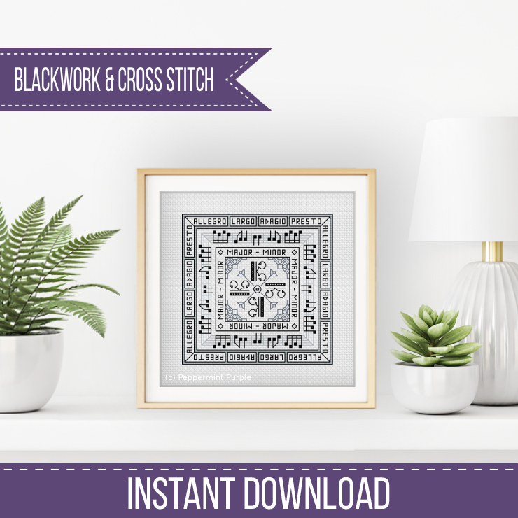 Centre Stage - Musical Clefs Blackwork Pattern by Peppermint Purple