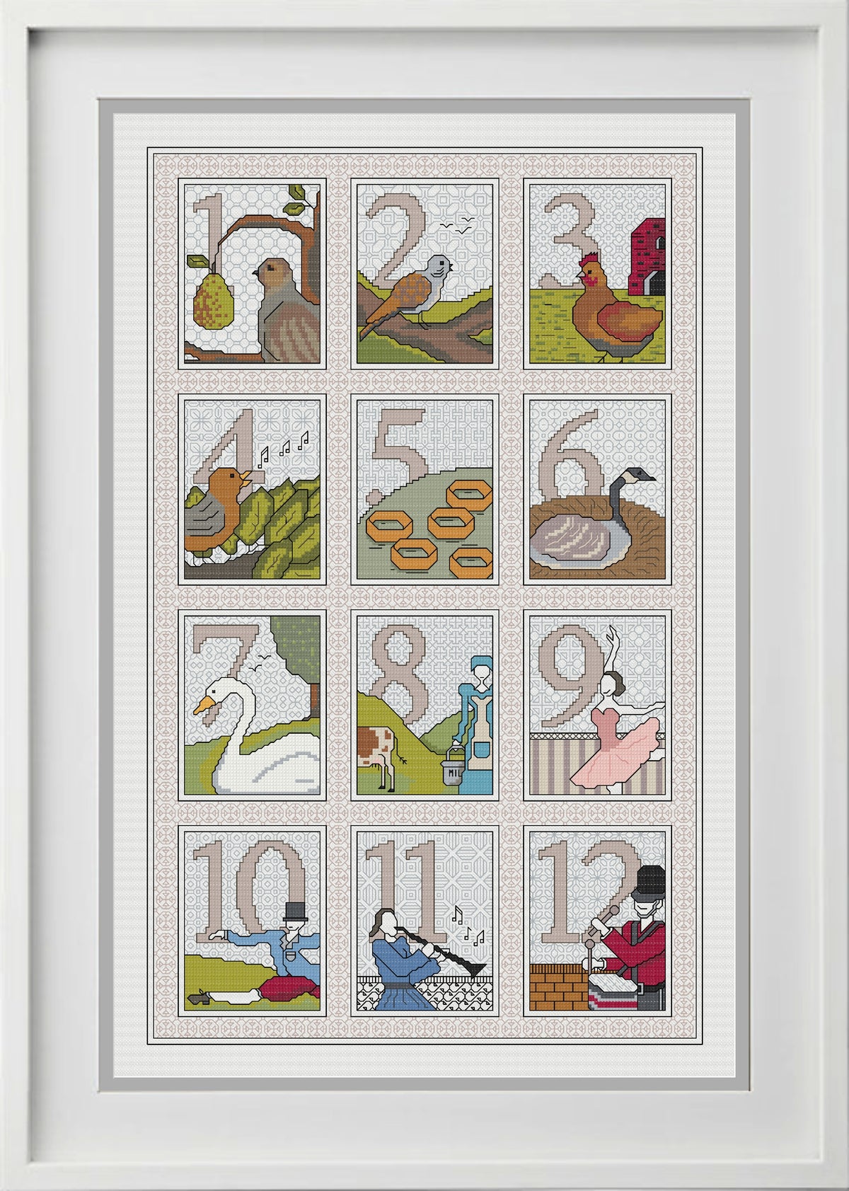 12 Days of Christmas Blackwork & Cross Stitch by Peppermint Purple