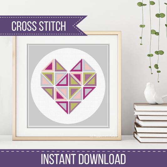 Geometric Heart Cross Stitch Pattern by Peppermint Purple