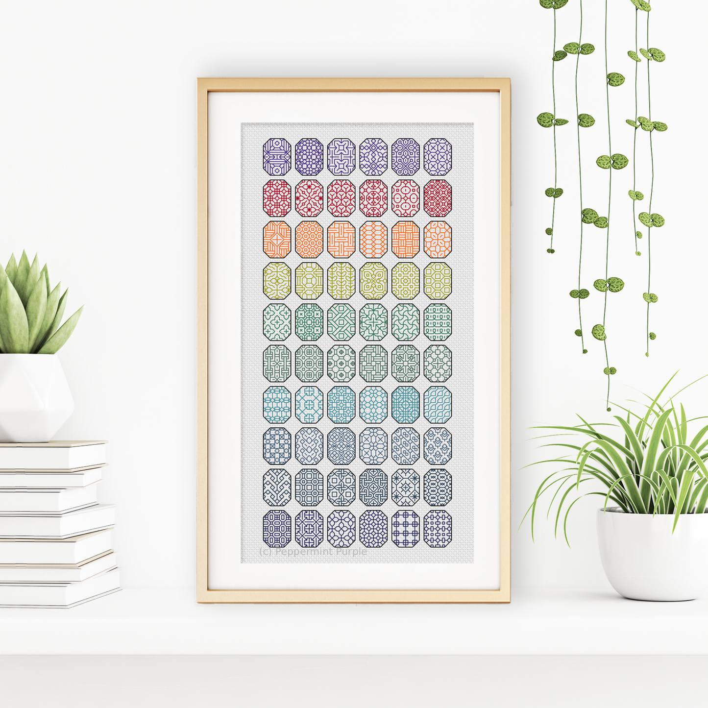 Blackwork Oval-tastic Blackwork Pattern by Peppermint Purple