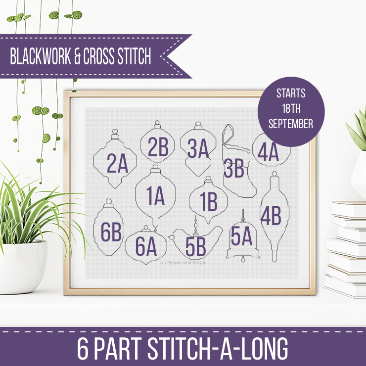 Baubles Galore - 2025 Blackwork Pattern by Peppermint Purple