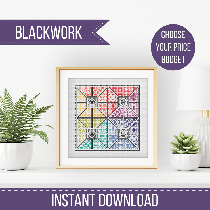 Quadrata Blackwork Pattern by Peppermint Purple