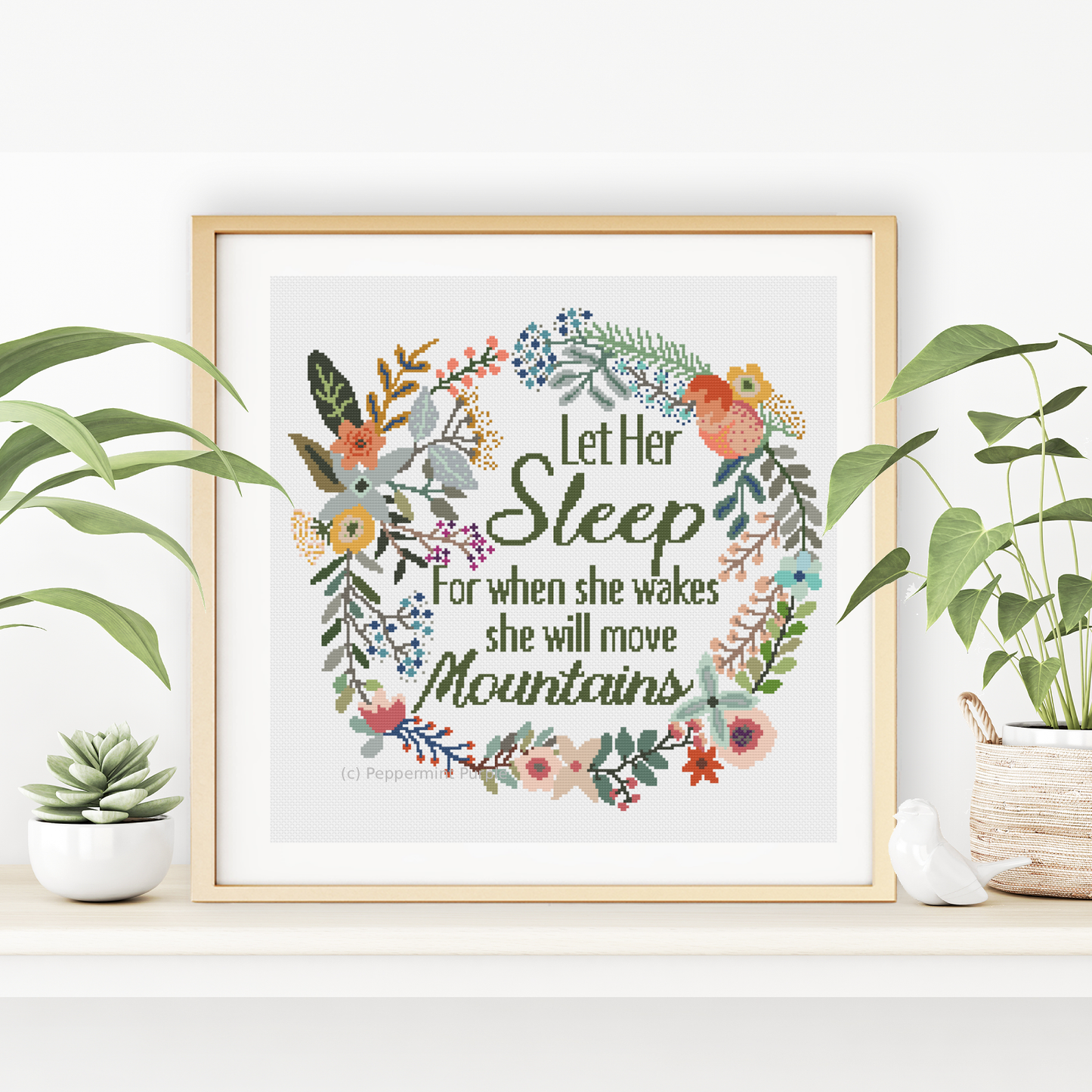 Let Her Sleep counted Cross-Stitch Chart Cross Stitch Pattern by Peppermint Purple