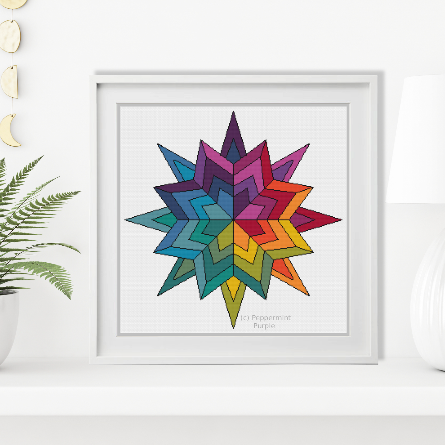 Rainbow Star Cross Stitch Pattern by Peppermint Purple