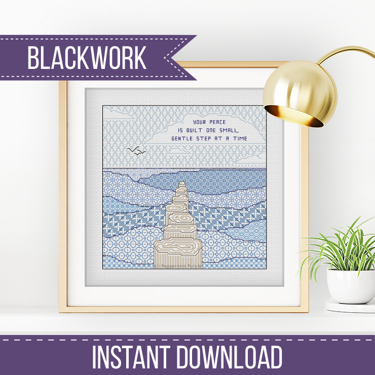 Find Your Peace Blackwork Pattern by Peppermint Purple