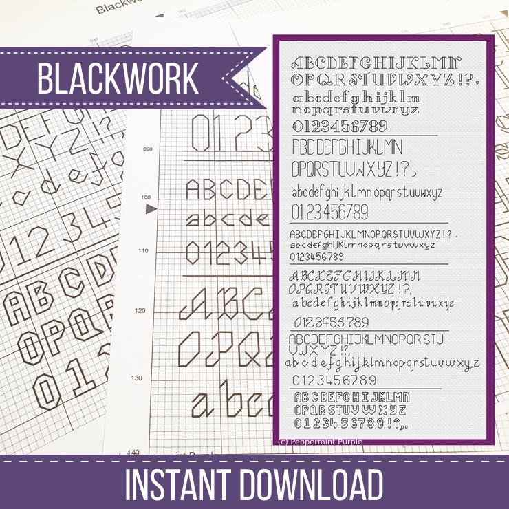 BACKSTITCH FONTS DESIGN ELEMENTS Peppermint Purple