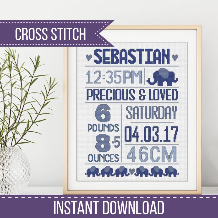 Baby Boy Cross Stitch Pattern by Peppermint Purple