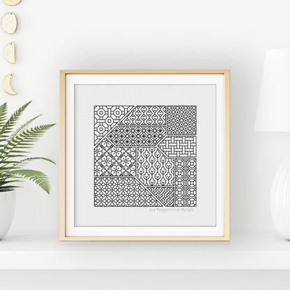 Blackwork Tangram Pattern Blackwork Pattern by Peppermint Purple