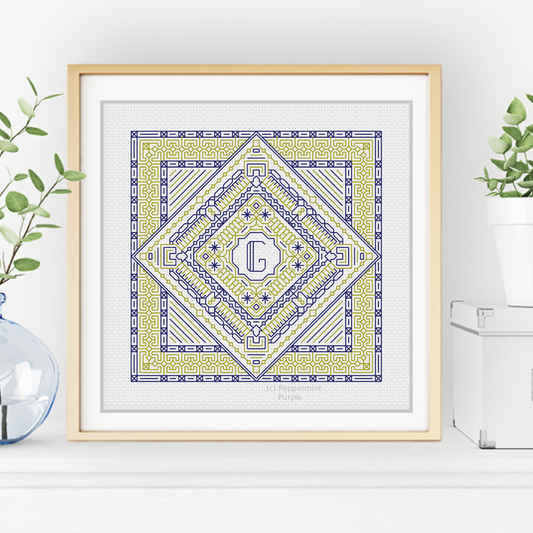 Middle Initial Blackwork Pattern by Peppermint Purple