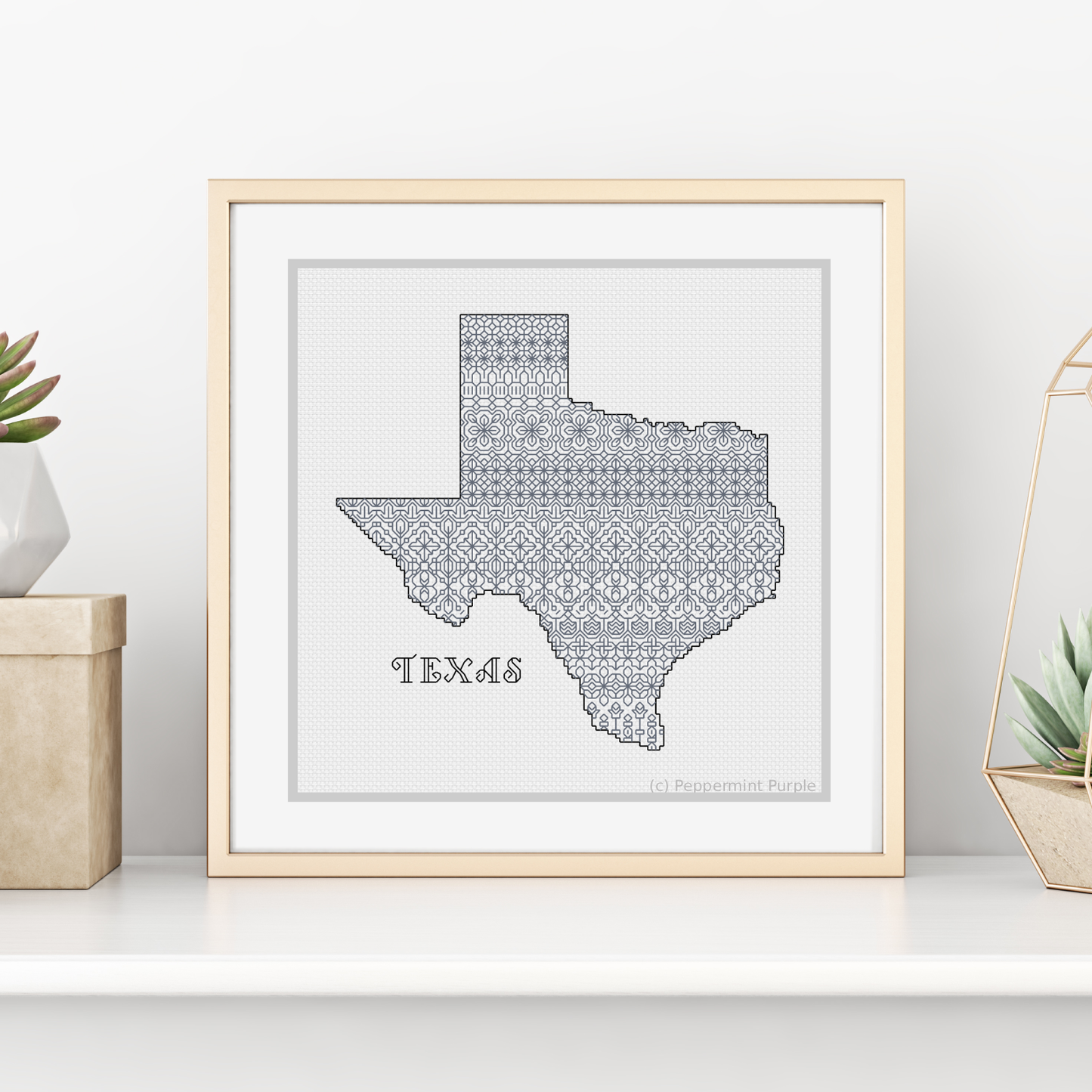 Texas Blackwork Blackwork Pattern by Peppermint Purple