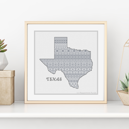 Texas Blackwork Blackwork Pattern by Peppermint Purple