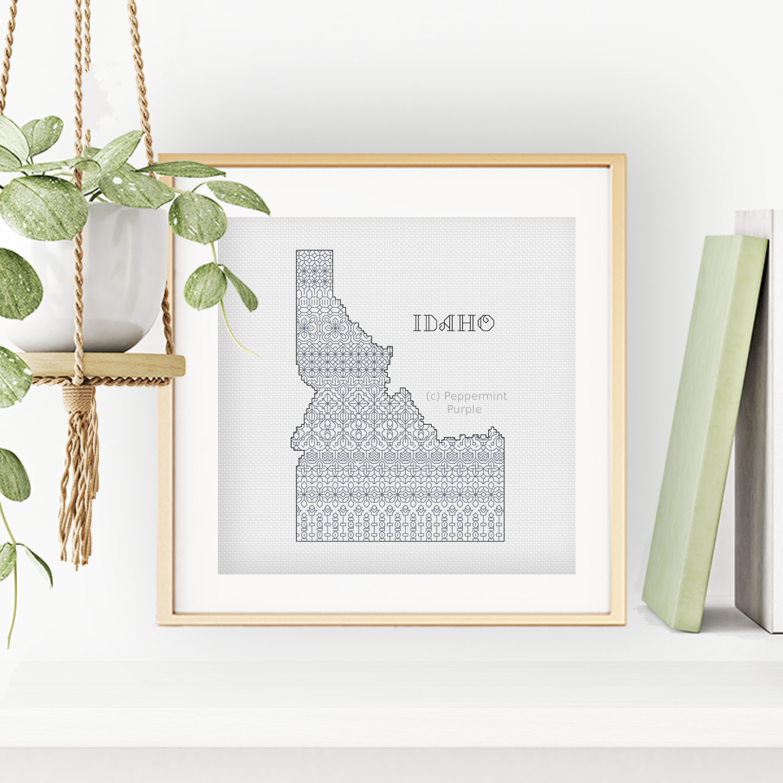 Idaho Blackwork Blackwork Pattern by Peppermint Purple