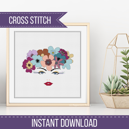 Flower Girl Cross-Stitch Chart Cross Stitch Pattern by Peppermint Purple