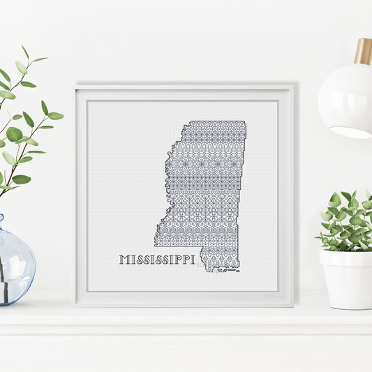 Mississippi Blackwork Blackwork Pattern by Peppermint Purple