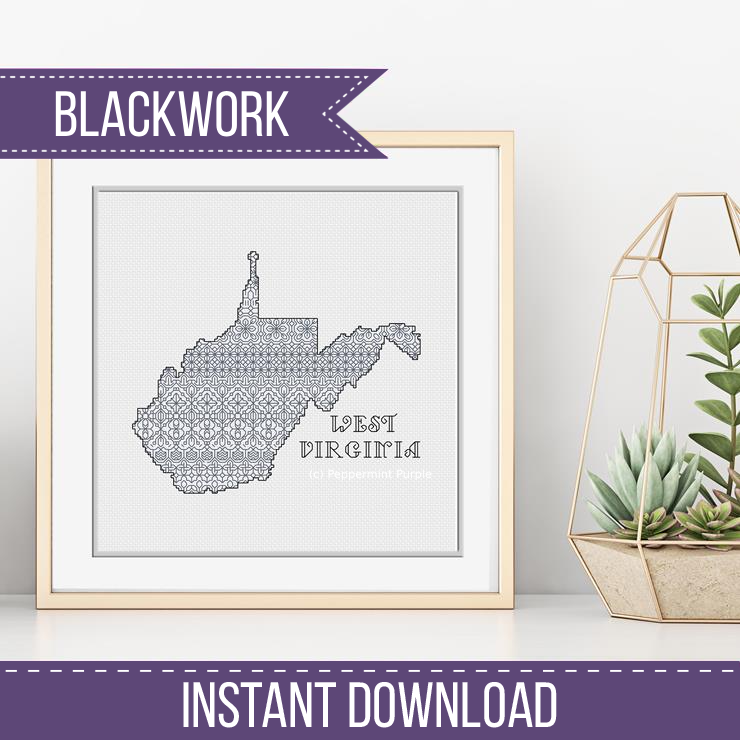 West Virginia Blackwork Blackwork Pattern by Peppermint Purple