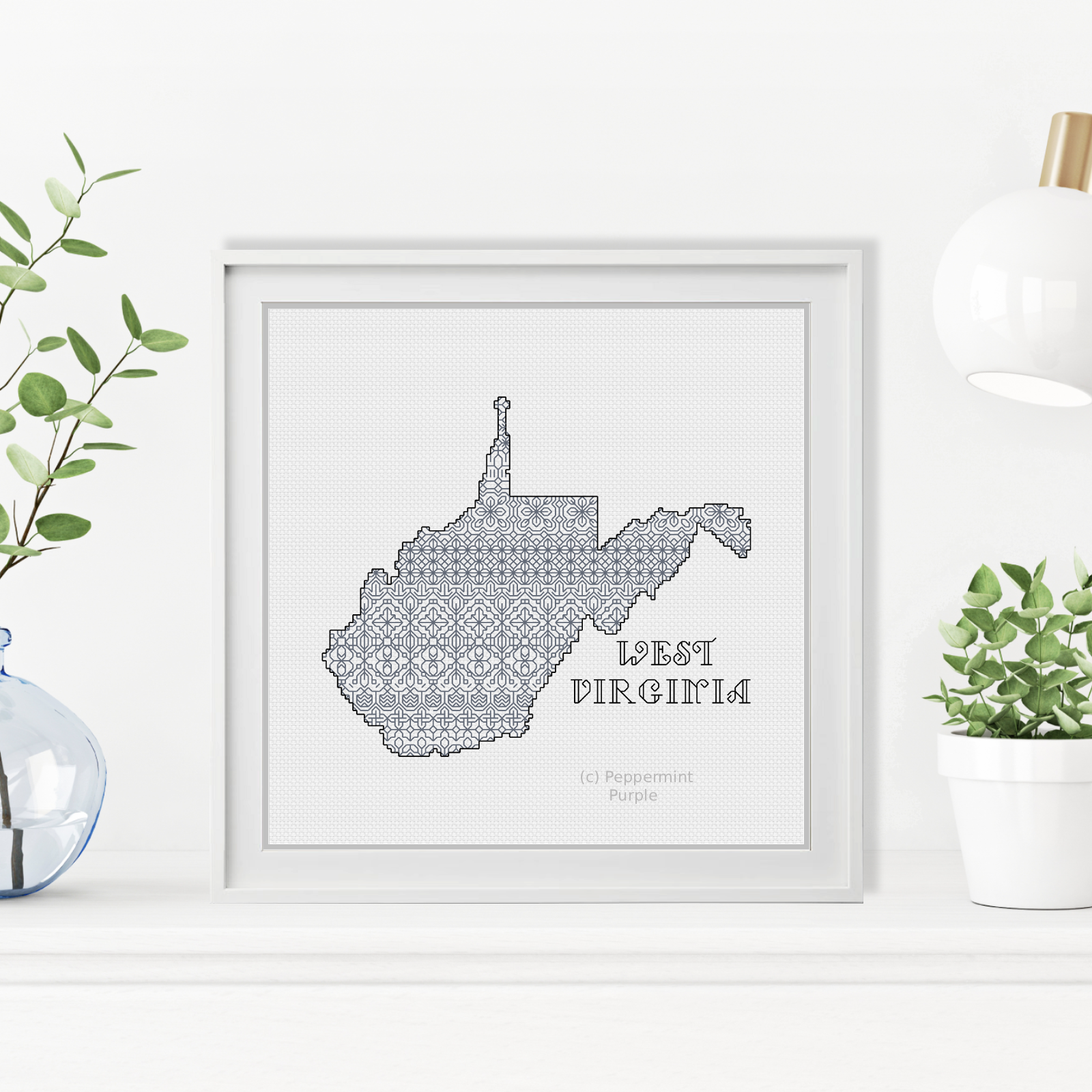 West Virginia Blackwork Blackwork Pattern by Peppermint Purple
