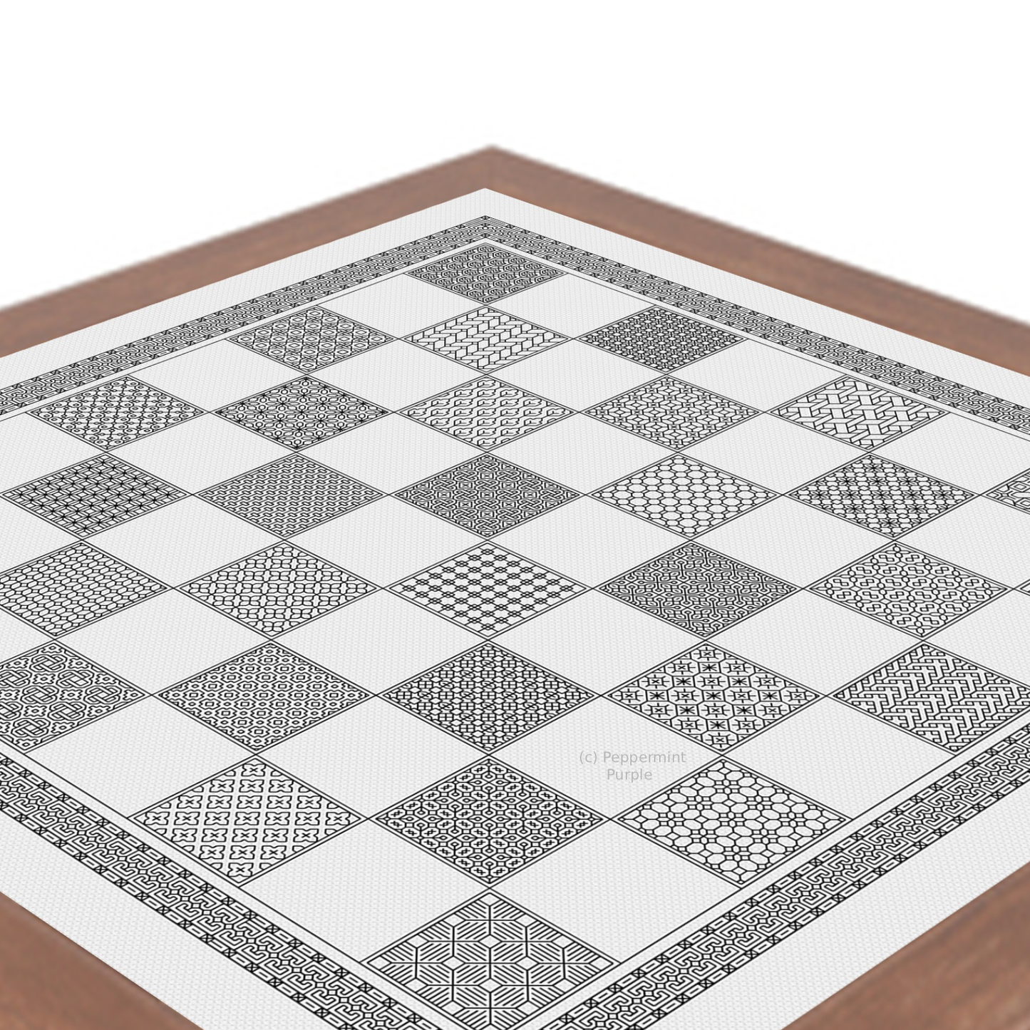Blackwork Chessboard Blackwork Pattern by Peppermint Purple